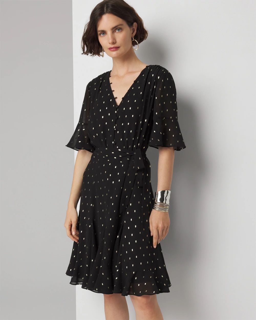 Short Sleeve Fit and Flare Dress White House Black Market